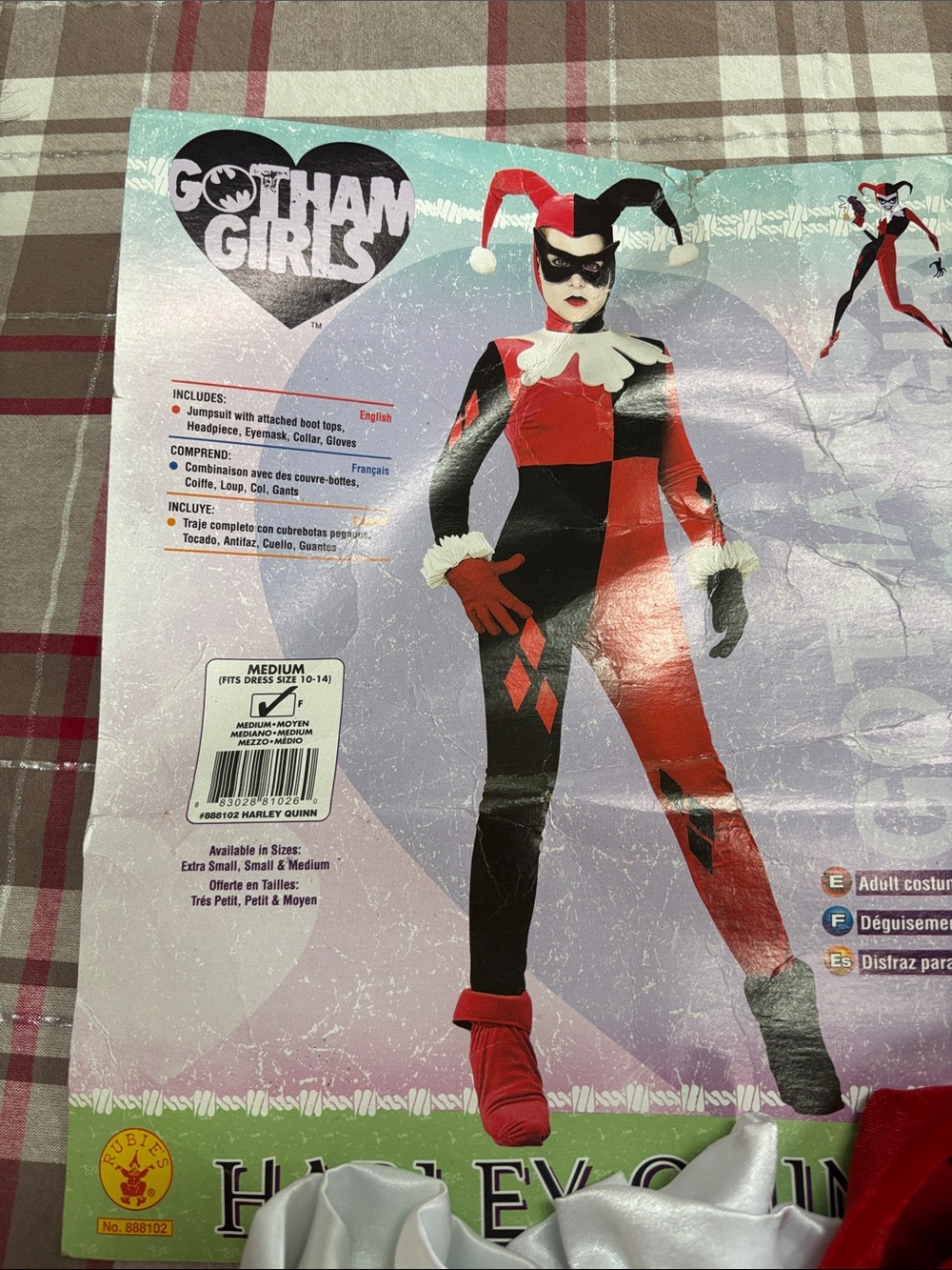 Red and Black Harlequin One-Piece Costume